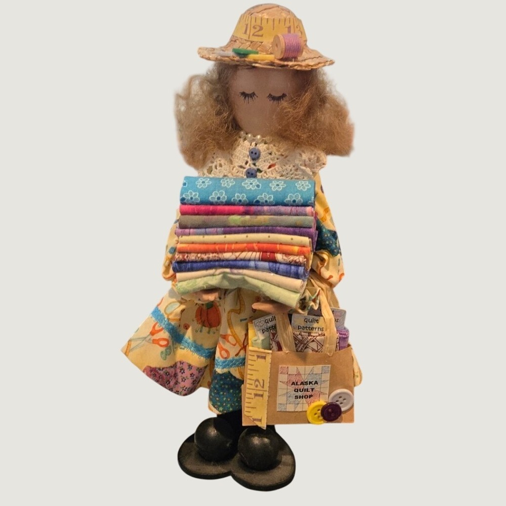 Vintage Alaska Quilt Fabric Store Doll
